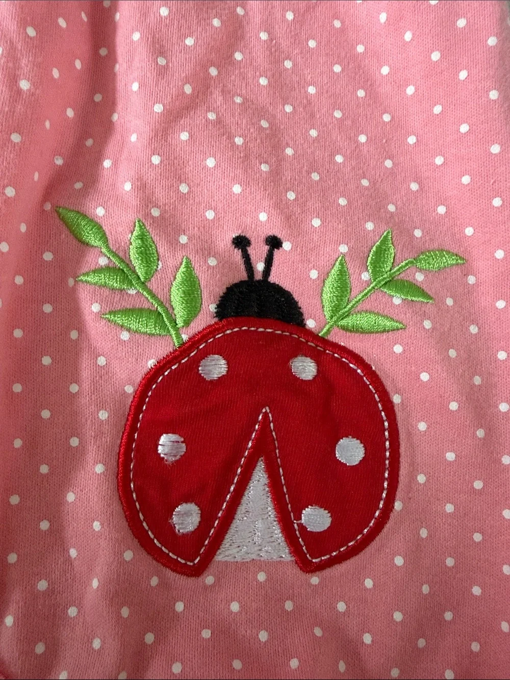 Pink Polka Dot Ladybug Footie One-Piece for Kids 9-12 months